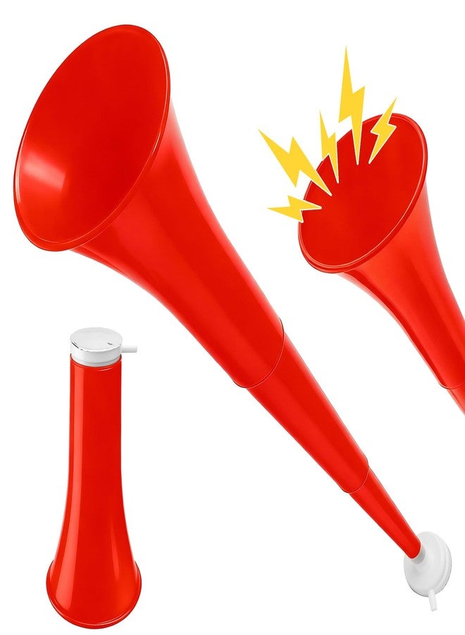 VICROIC 24 Inch Collapsible Stadium Horn, Vuvuzela Plastic Blow Cheering Horn, Collapsible Plastic Trumpet noise makers Horn for Sporting Event，Football Soccer Games, School Party Supply(Red) - Image 1
